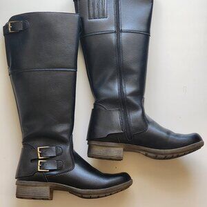 Clarks Riddle Phrase Black Leather Riding Boots